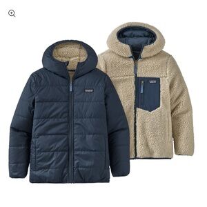 Patagonia Kids' Ready Freddy Navy and Cream Reversible Jacket, XXL (16-18)